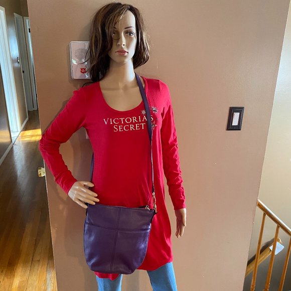 B. Makowsky Purple 100% Leather Crossbody Bag Animal Print Interior Lining - Picture 2 of 8